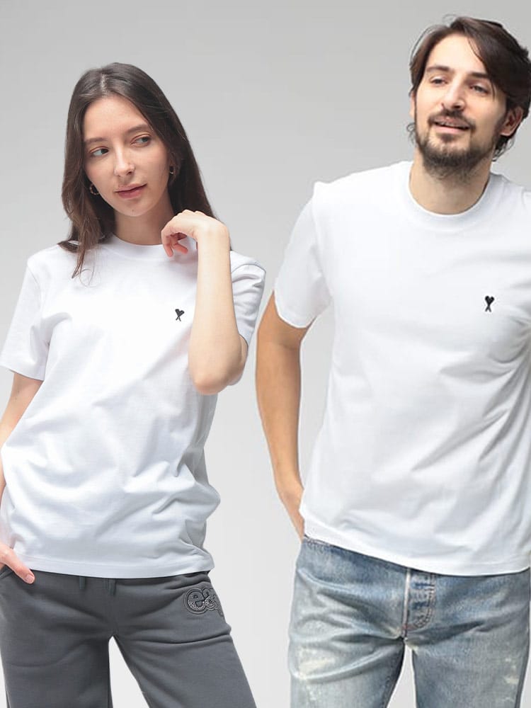 AMI PARIS (アミパリス) メンズ Tシャツ 半袖  胸ロゴ クルーネック カットソー モノクロロゴ Ami de Coeur  AMHTS346724