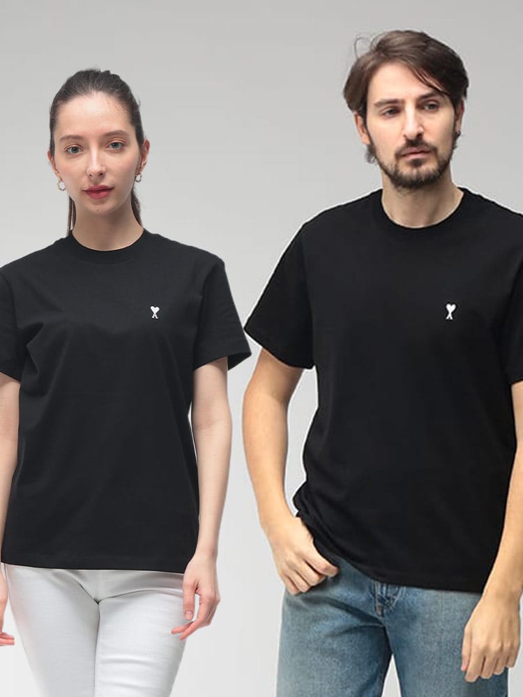 AMI PARIS (アミパリス) メンズ Tシャツ 半袖  胸ロゴ クルーネック カットソー モノクロロゴ Ami de Coeur  AMHTS346724