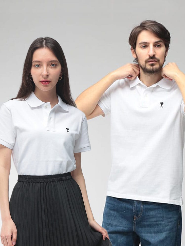 AMI PARIS (アミパリス) メンズ ポロシャツ 半袖 胸ロゴ コットン ポロシャツ Ami de Coeur AMHPL411760