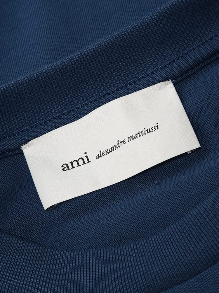 AMI PARIS (アミパリス) メンズ Tシャツ 長袖 コットン コントラスト 