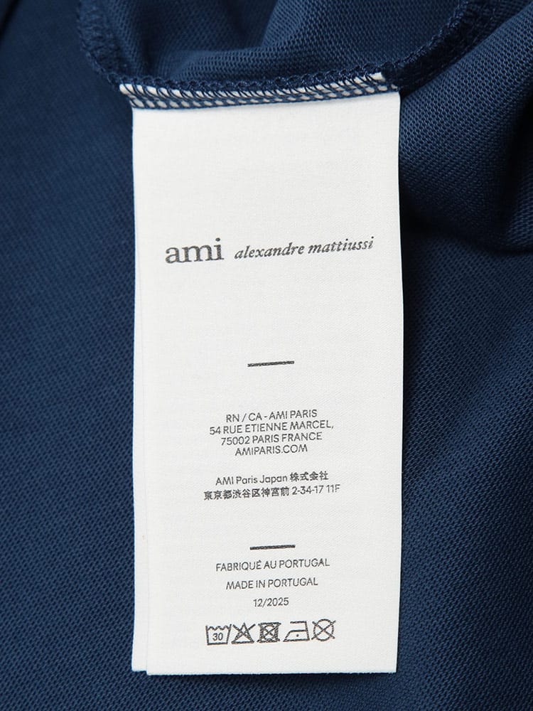 AMI PARIS (アミパリス) メンズ Tシャツ 長袖 コットン コントラスト 