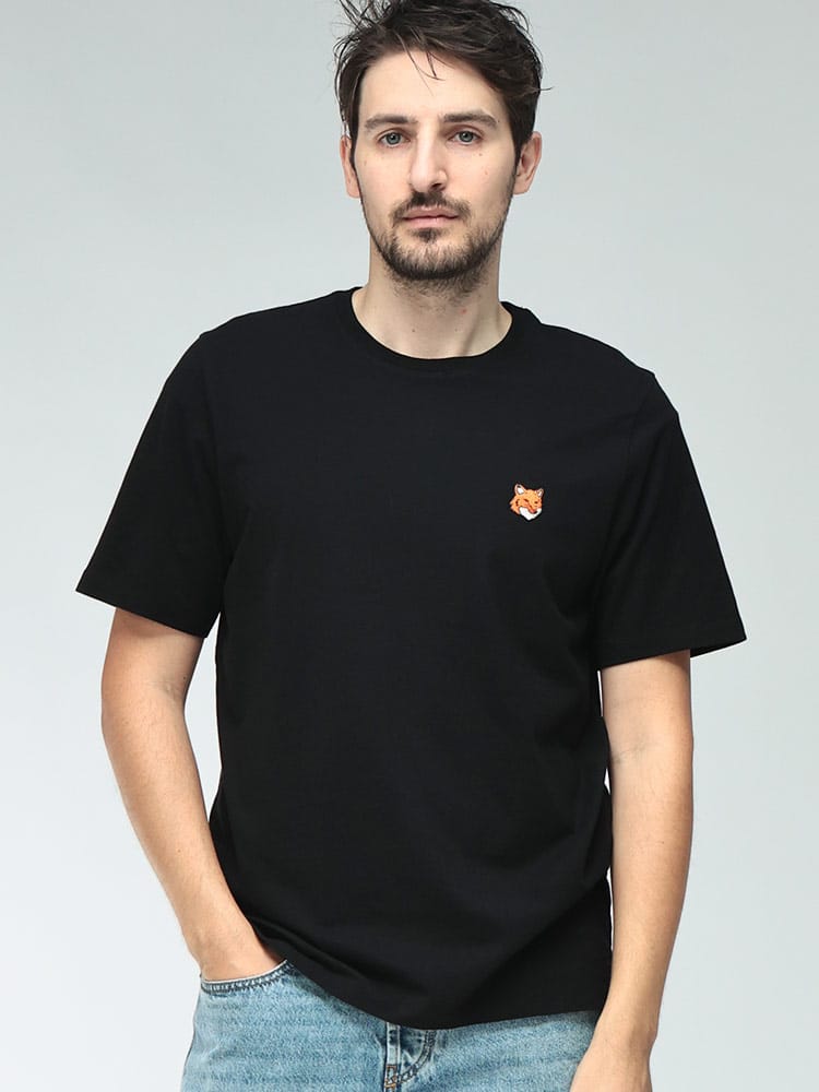 Maison Kitsune (メゾン キツネ) メンズ Tシャツ 半袖 コットン フォックスヘッド刺繍 クルーネック カットソー KNM00107KJ7026