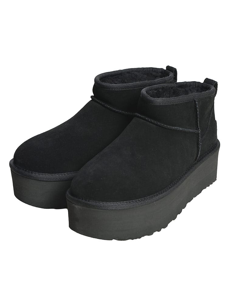 UGG (アグ) レディース ブーツ ショート ムートン スエード シープスキン 厚底 UGGplush Classic Ultra Mini Platform UGGL1135092