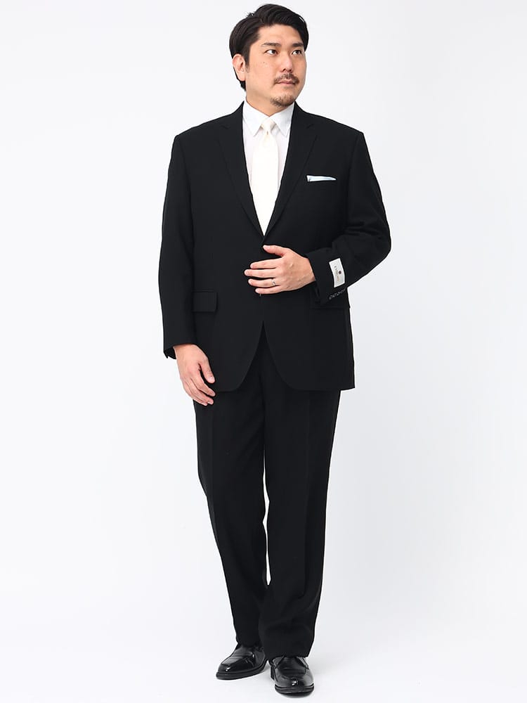 大きいサイズ メンズ F.VERGANO (フランコベルガノ) サマーフォーマル ウエストアジャスター シングル 2ツ釦 スーツ 礼服 結婚式 ブライダル 冠婚葬祭 喪服