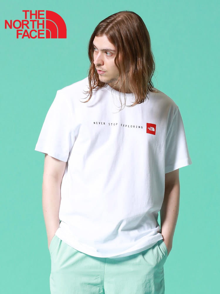 THE NORTH FACE (ザ ノースフェイス) BOXロゴ クルーネック 半袖 Tシャツ Never Stop Exploring TEE