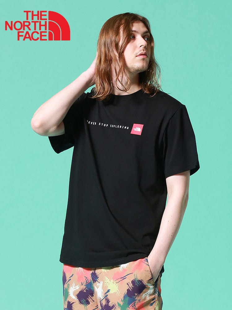 THE NORTH FACE (ザ ノースフェイス) BOXロゴ クルーネック 半袖 Tシャツ Never Stop Exploring TEE