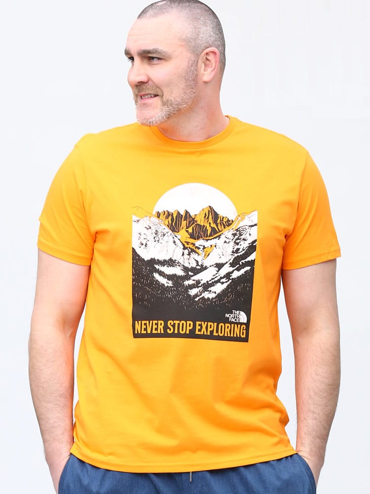 大きいサイズ メンズ THE NORTH FACE (ザ ノースフェイス) マウンテンプリント クルーネック 半袖 Tシャツ S/S NW TEE