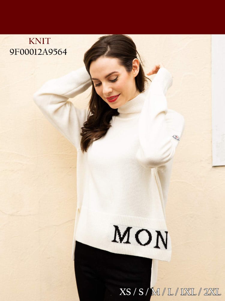 MONCLER (モンクレール) ロゴデザイン 長袖 モックネック ニット  