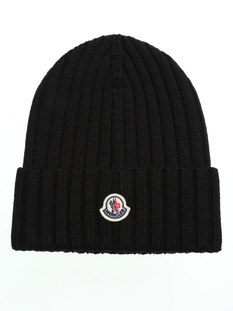 モンクレール MONCLER ウール100％ ロゴ ワッペン リブ ニットキャップ ブランド メンズ レディース 帽子 ビーニー ニット帽 MCL3B00052A9327