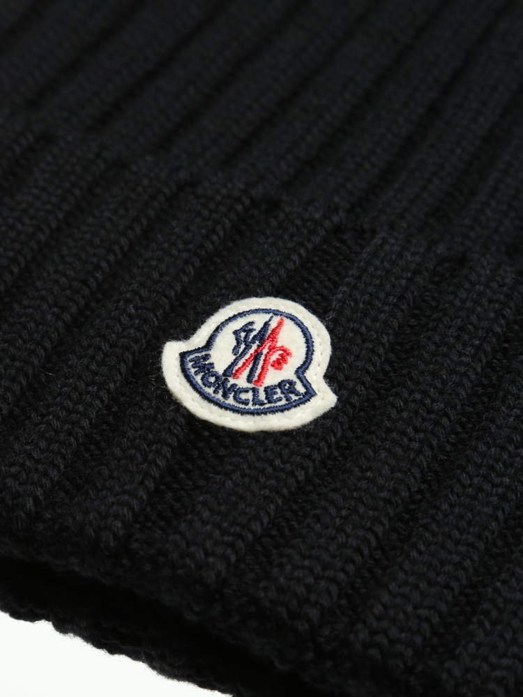 モンクレール MONCLER ウール100％ ロゴ ワッペン リブ ニットキャップ ブランド メンズ レディース 帽子 【サカゼン公式通販】