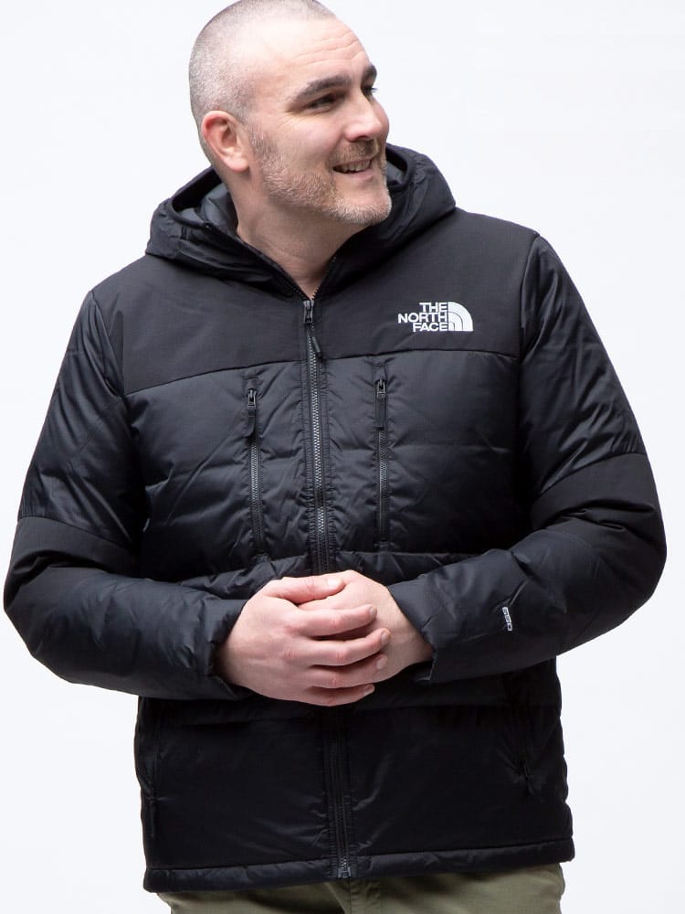 大きいサイズ メンズ THE NORTH FACE (ザ ノースフェイス) ロゴ刺繍フード フルジップ ダウンジャケット 550フィル HIMALAYAN LIGHT DOWN HOODIE