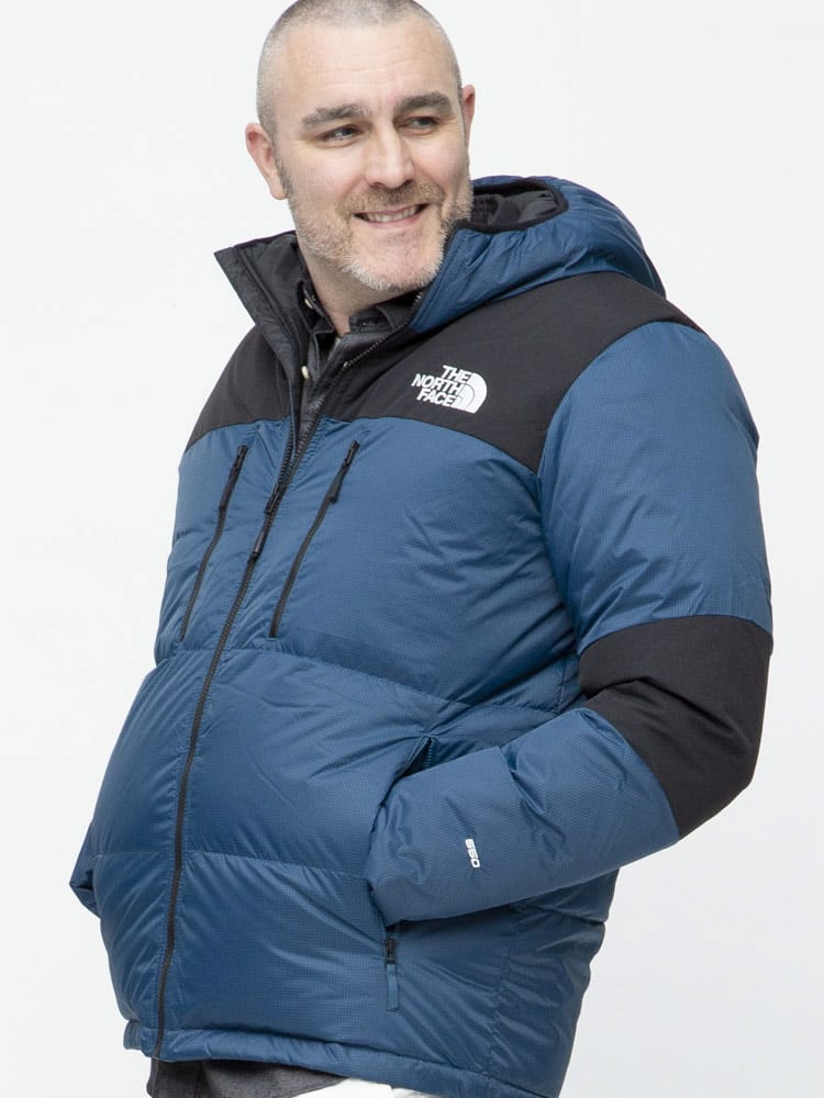 大きいサイズ メンズ THE NORTH FACE (ザ ノースフェイス) ロゴ刺繍フード フルジップ ダウンジャケット 550フィル HIMALAYAN LIGHT DOWN HOODIE