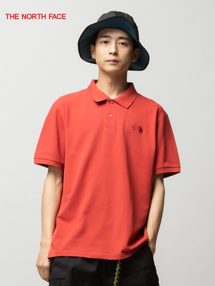THE NORTH FACE (ザ ノースフェイス) 胸ロゴ刺繍 半袖 ポロシャツ POLO PIQUET EU