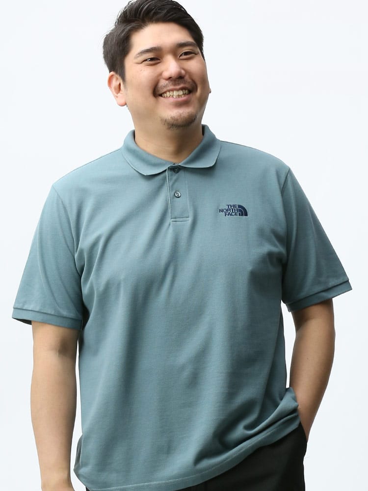 大きいサイズ メンズ THE NORTH FACE (ザ ノースフェイス) ロゴ刺繍 半袖 ポロシャツ POLO PIQUET EU