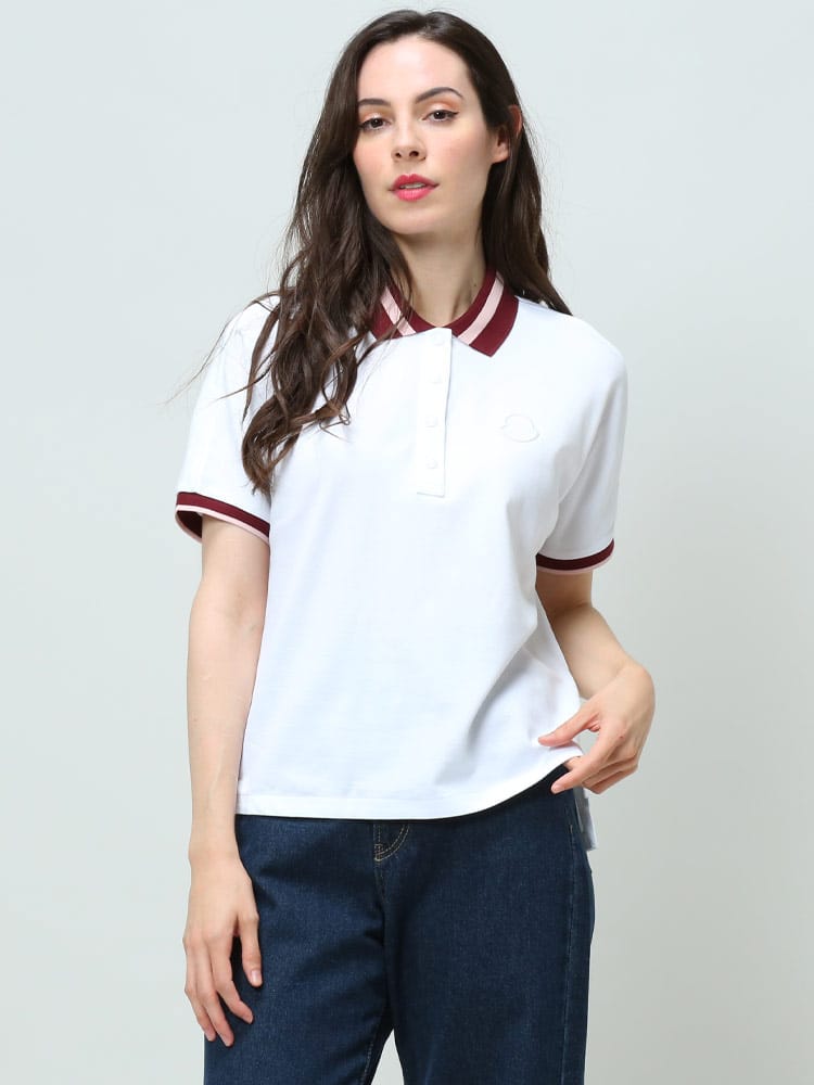 モンクレール レディース ポロシャツ 半袖 MONCLER ブランド ポロ 衿ライン 鹿の子 刺繍 ワンポイント トップス シャツ ブランド MCL8A0000184720