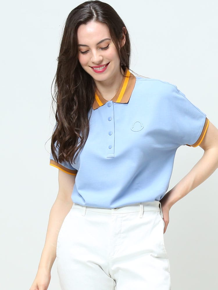 モンクレール レディース ポロシャツ 半袖 MONCLER ブランド ポロ 衿ライン 鹿の子 刺繍 ワンポイント トップス シャツ ブランド MCL8A0000184720