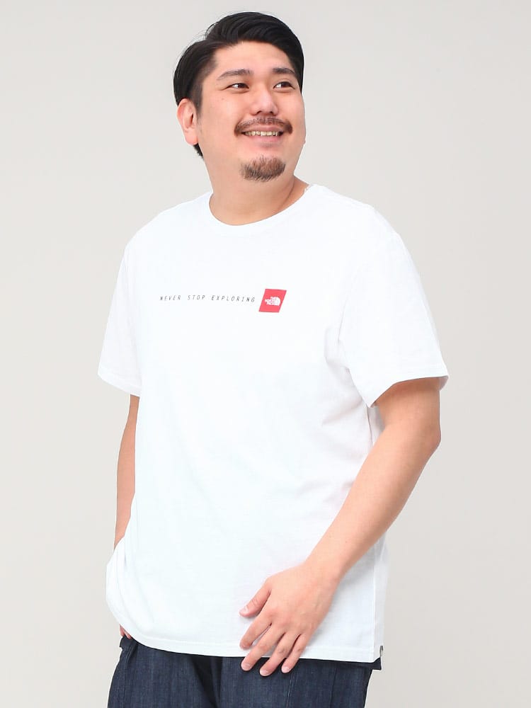 大きいサイズ メンズ THE NORTH FACE (ザ ノースフェイス) ロゴプリント クルーネック 半袖 Tシャツ NEVER STOP TEE