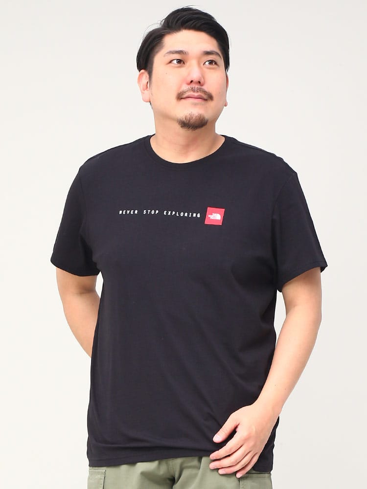 大きいサイズ メンズ THE NORTH FACE (ザ ノースフェイス) ロゴプリント クルーネック 半袖 Tシャツ NEVER STOP TEE