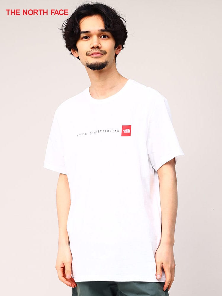 THE NORTH FACE (ザ ノースフェイス) フロントプリント クルーネック 半袖 Tシャツ NEVER STOP TEE ユニセックス ロゴT ストリート ボックスロゴ