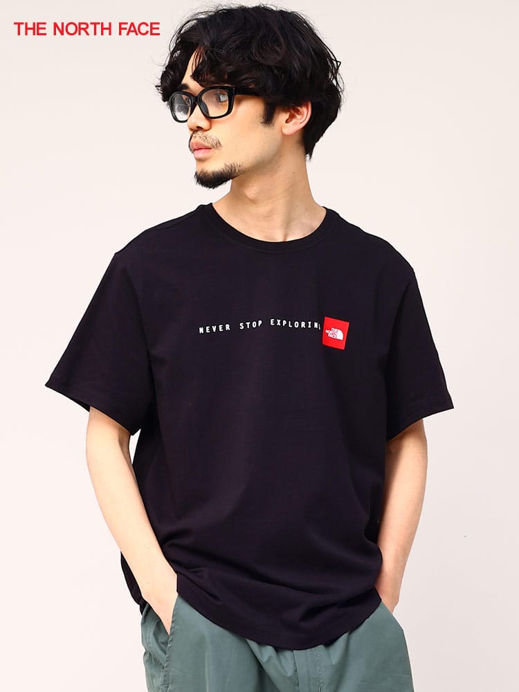 THE NORTH FACE (ザ ノースフェイス) フロントプリント クルーネック 半袖 Tシャツ NEVER STOP TEE ユニセックス ロゴT ストリート ボックスロゴ