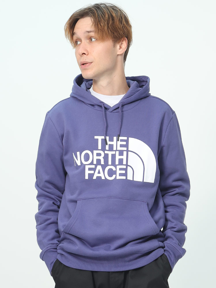 THE NORTH FACE (ザ ノースフェイス) 裏起毛 ロゴプリント プルオーバー パーカー STANDARD Hoodie トップス 新品 ケイブブルー メンズ 綿100% 無地 M シーン