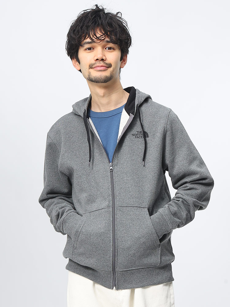 1680円 THE NORTH FACE (ザ ノースフェイス) 裏起毛 胸ロゴ フルジップ パーカー O. G FullZip Hoodie トップス 新品 グレー メンズ 綿70% ポリエステル30% 無地 M 的