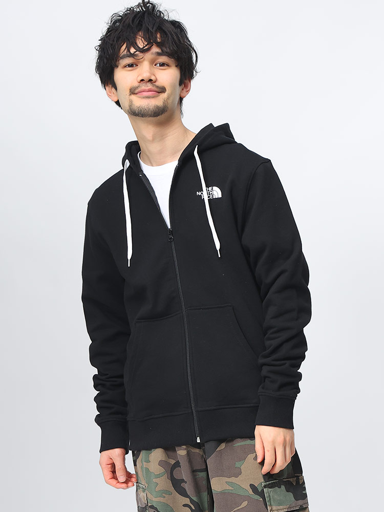 THE NORTH FACE (ザ ノースフェイス) 裏起毛 胸ロゴ フルジップ パーカー O. G FullZip Hoodie トップス 新品 ブラック メンズ 綿70% ポリエステル30% 無地 L