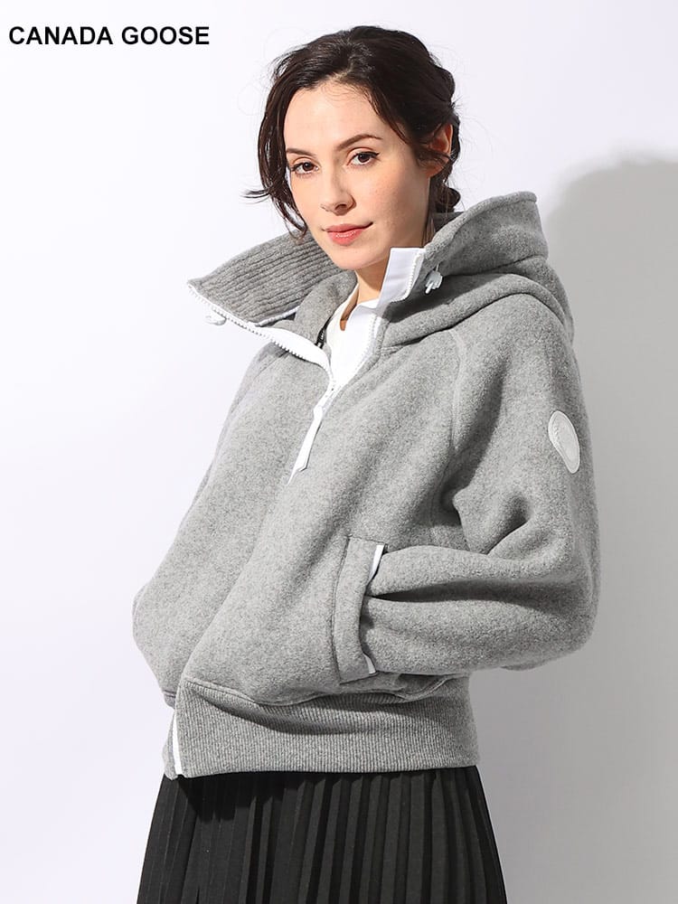 CANADA GOOSE (カナダグース) ウール ディスクロゴ フルジップ フリースパーカー CHILLIWACK レディース