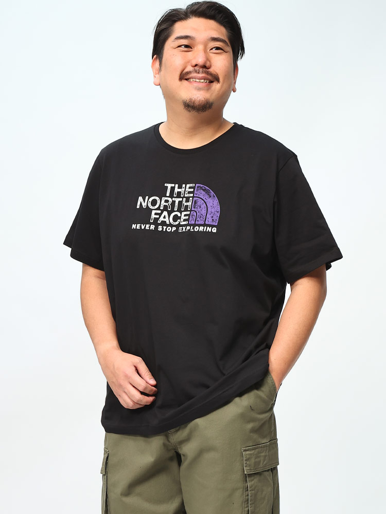 半袖 Tシャツ ダメージ風ロゴ クルーネック トップス  クルー ロゴ 大きいサイズ メンズ