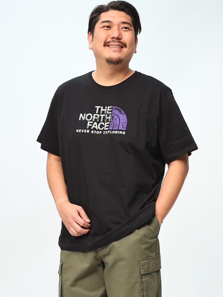 半袖 Tシャツ ダメージ風ロゴ クルーネック トップス クルー ロゴ 大きいサイズ メンズ