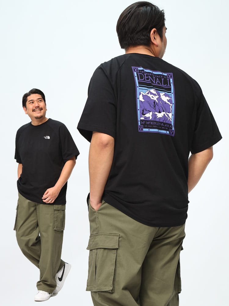 半袖 Tシャツ マウンテンロゴ ラグラン クルーネック トップス クルー ロゴ 大きいサイズ メンズ