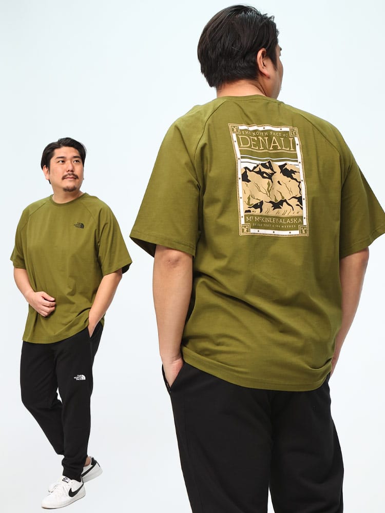 半袖 Tシャツ マウンテンロゴ ラグラン クルーネック トップス クルー ロゴ 大きいサイズ メンズ