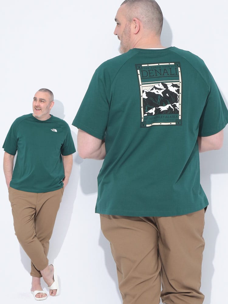 半袖 Tシャツ マウンテンロゴ ラグラン クルーネック トップス クルー ロゴ 大きいサイズ メンズ