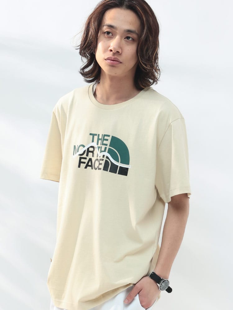 THE NORTH FACE (ザ ノースフェイス) ロゴプリント クルーネック 半袖 Tシャツ MOUNTAIN LINE TEE