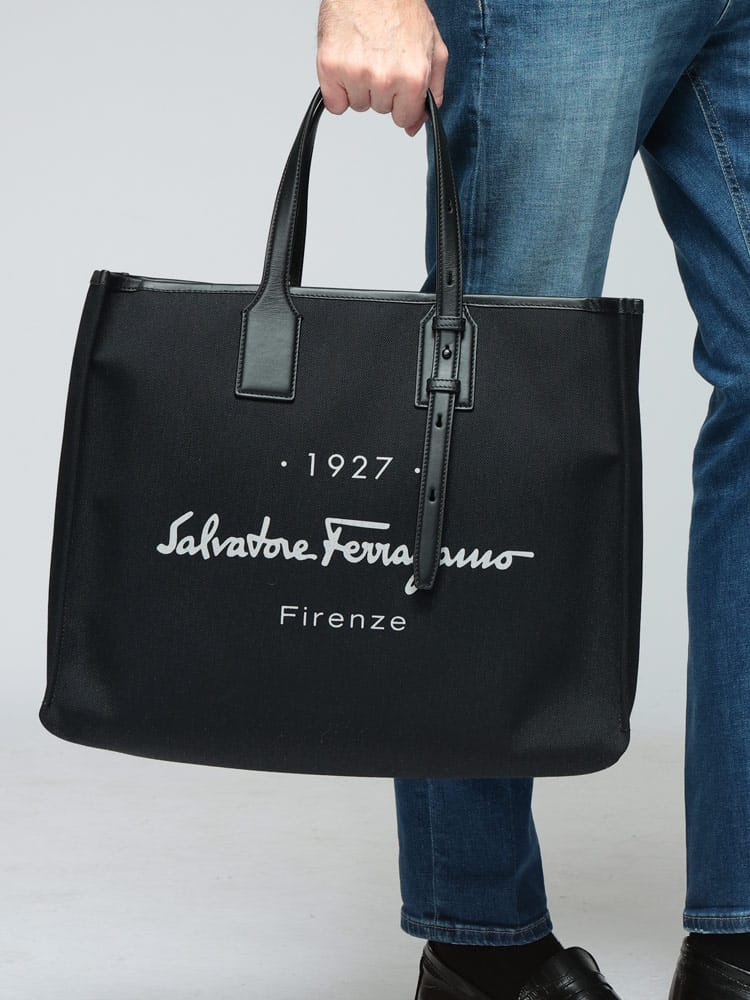 Salvatore Ferragamo (サルヴァトーレフェラガモ) キャンバス×レザー トートバッグ FG240842757846 メンズ
