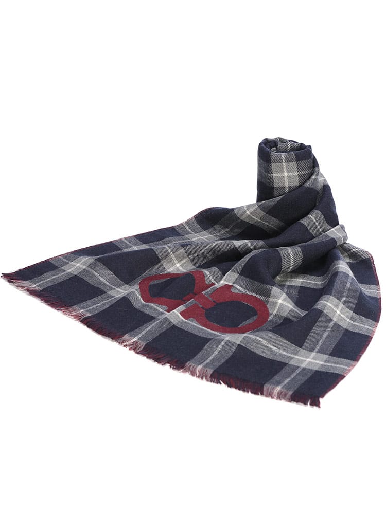 Salvatore Ferragamo (サルヴァトーレフェラガモ) チェック柄 ガンチーニロゴ入り スカーフ FG520038 メンズ