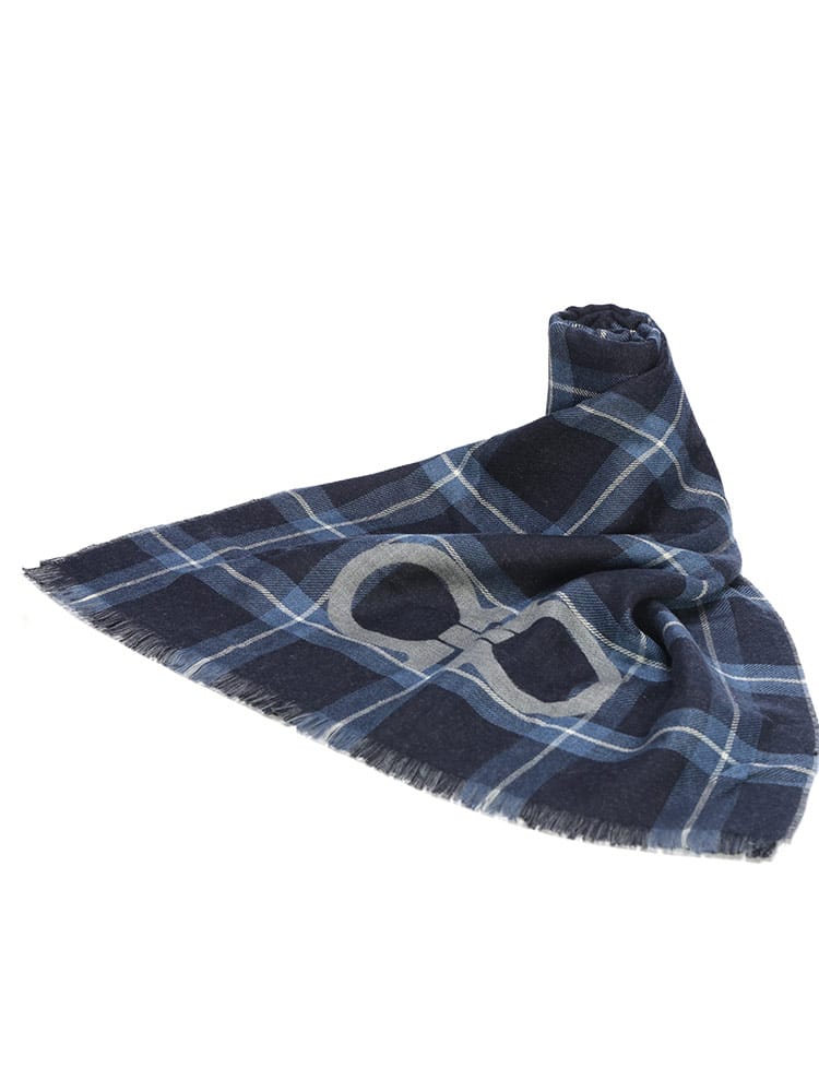 Salvatore Ferragamo (サルヴァトーレフェラガモ) チェック柄 ガンチーニロゴ入り スカーフ FG520038 メンズ