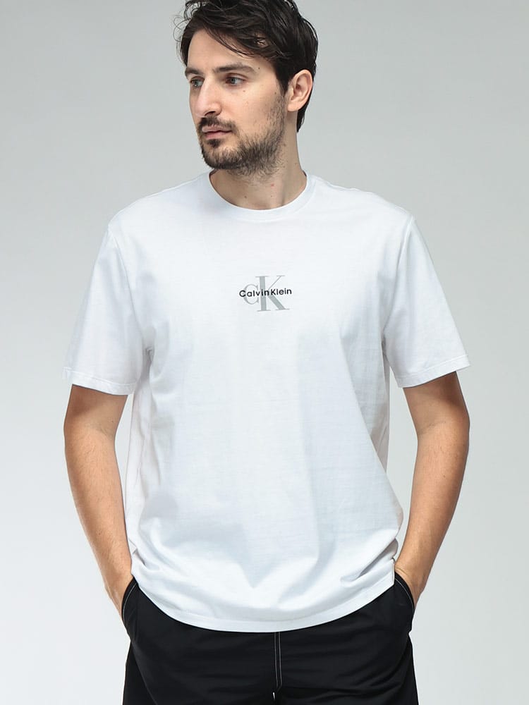 Calvin Klein (カルバンクライン) メンズ Tシャツ 半袖 コットン ワンポイントロゴ クルーネック カットソー CKLV04RB866G