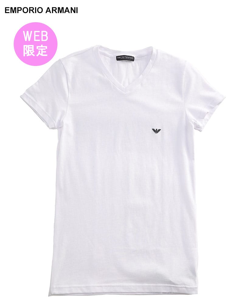【オンラインストア限定】 EMPORIO ARMANI (エンポリオアルマーニ) ワンポイント Vネック 半袖 アンダーTシャツ EAARU567290 メンズ ブランド