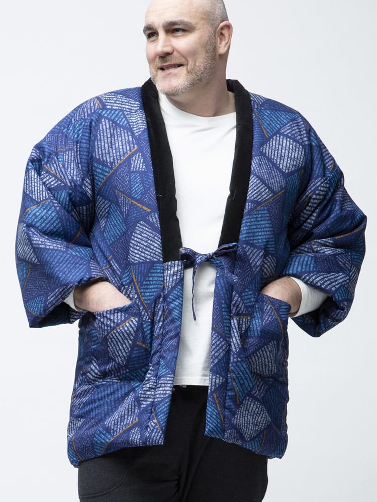 大きいサイズ メンズ SAKAZEN (サカゼン) 総柄 裏ボア 中綿 はんてん パジャマ 部屋着