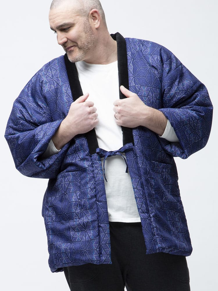 大きいサイズ メンズ SAKAZEN (サカゼン) 総柄 裏ボア 中綿 はんてん パジャマ 部屋着