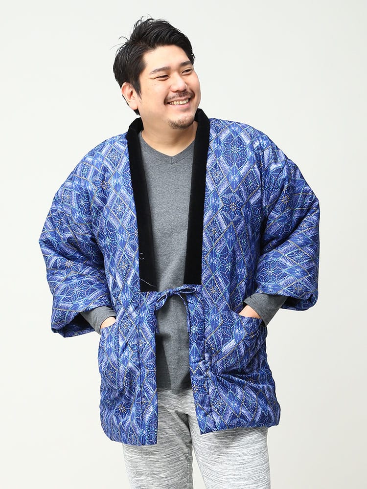 大きいサイズ メンズ SAKAZEN (サカゼン) 裏ボア 総柄 中綿 はんてん