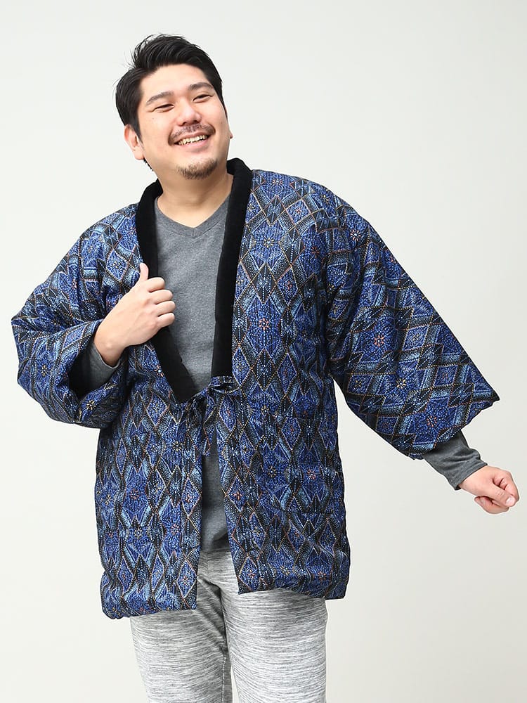 大きいサイズ メンズ SAKAZEN (サカゼン) 裏ボア 総柄 中綿 はんてん