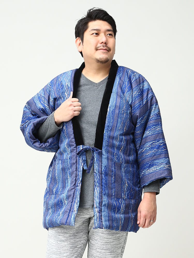 大きいサイズ メンズ SAKAZEN (サカゼン) 裏ボア 総柄 中綿 はんてん