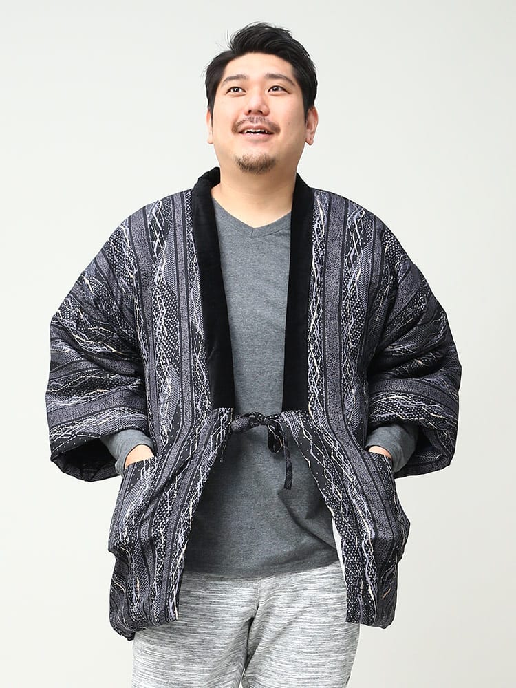 大きいサイズ メンズ SAKAZEN (サカゼン) 裏ボア 総柄 中綿 はんてん