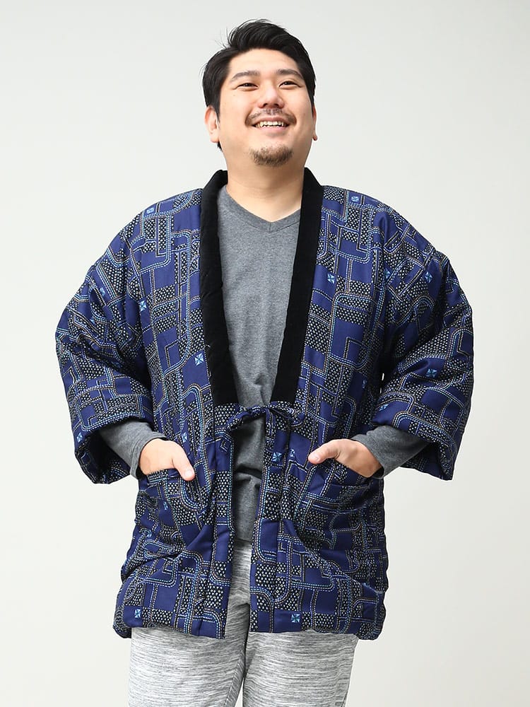 大きいサイズ メンズ SAKAZEN (サカゼン) 裏ボア 総柄 中綿 はんてん