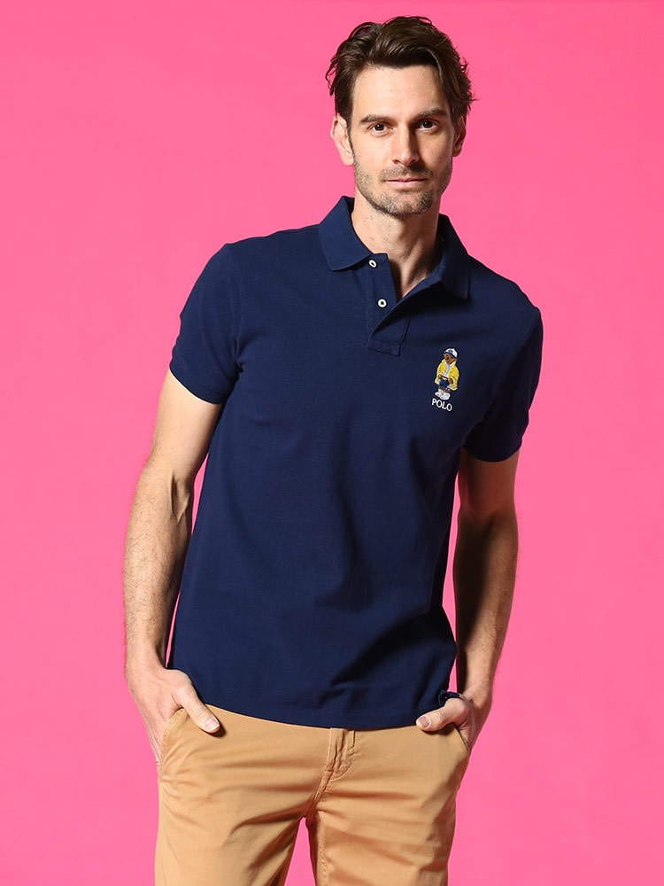 POLO RALPH LAUREN (ポロラルフローレン) 綿100％ ベア刺繍 ワンポイント 半袖 ポロシャツ RL710792901 ブランド