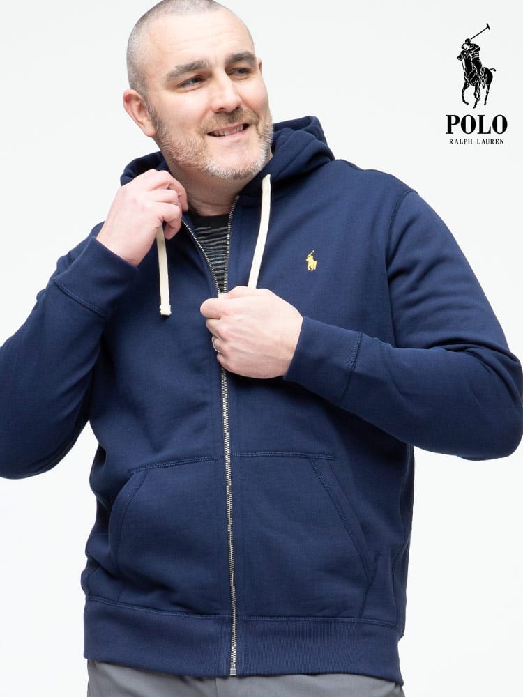 大きいサイズ メンズ POLO RALPH LAUREN (ポロ ラルフローレン) 裏起毛 ワンポイント フルジップ パーカー
