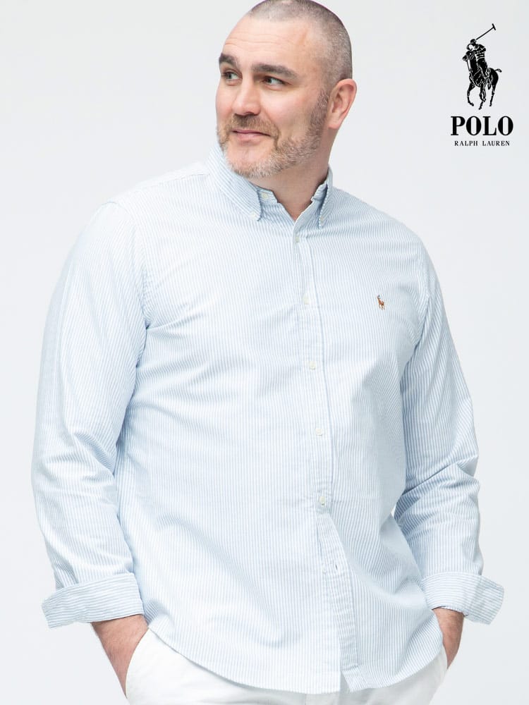 大きいサイズ メンズ RALPH LAUREN (ラルフローレン) 綿100％ ワンポイント ボタンダウン オックスフォード 長袖 シャツ