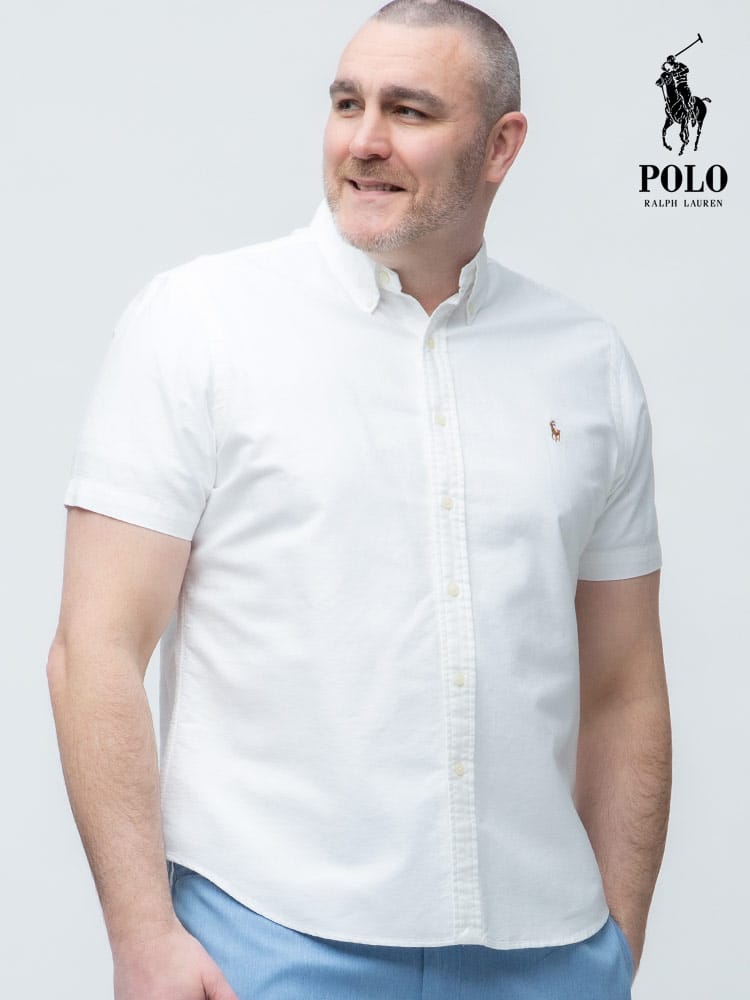 大きいサイズ メンズ RALPH LAUREN (ラルフローレン) 胸ロゴ ボタンダウン 半袖 シャツ CLASSIC FIT